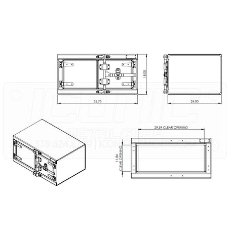 Checker 36" x 18" x 24" cam lock toolbox, close-up