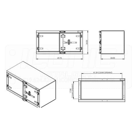Checker 48" x 24" x 24" cam lock toolbox, close-up