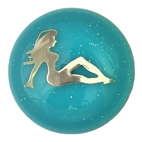 Detail of chrome lady glitter air brake knob