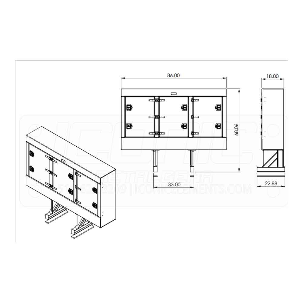 86" x 68" x 18" Enclosed Cab Rack