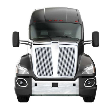 Hybrid A.r.e. bumper for Peterbilt 579 - sensor and tow hole cutouts for semi trucks