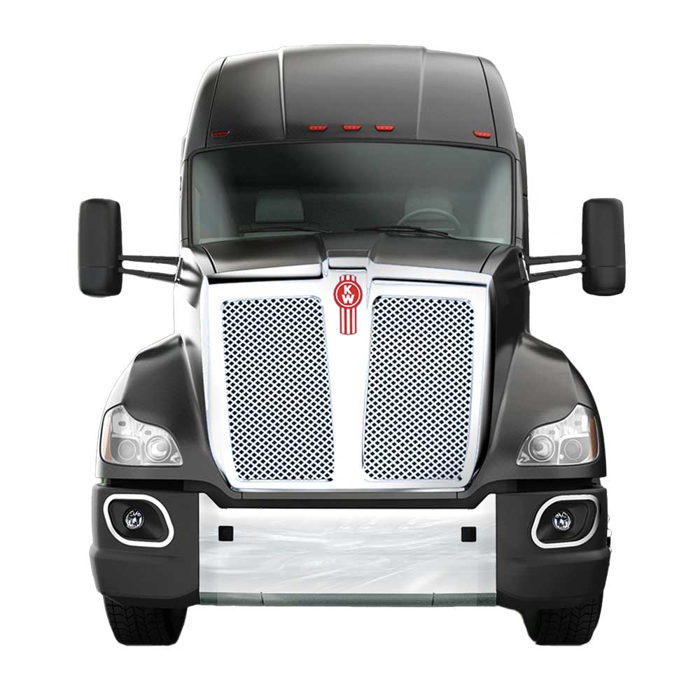 Hybrid A.R.E. Bumper for Kenworth T680 - Recessed Plate Holder & Tow Hole Cutouts