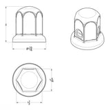 33mm x 2" Chrome Steel Standard Nut Cover with Flange - Push On
