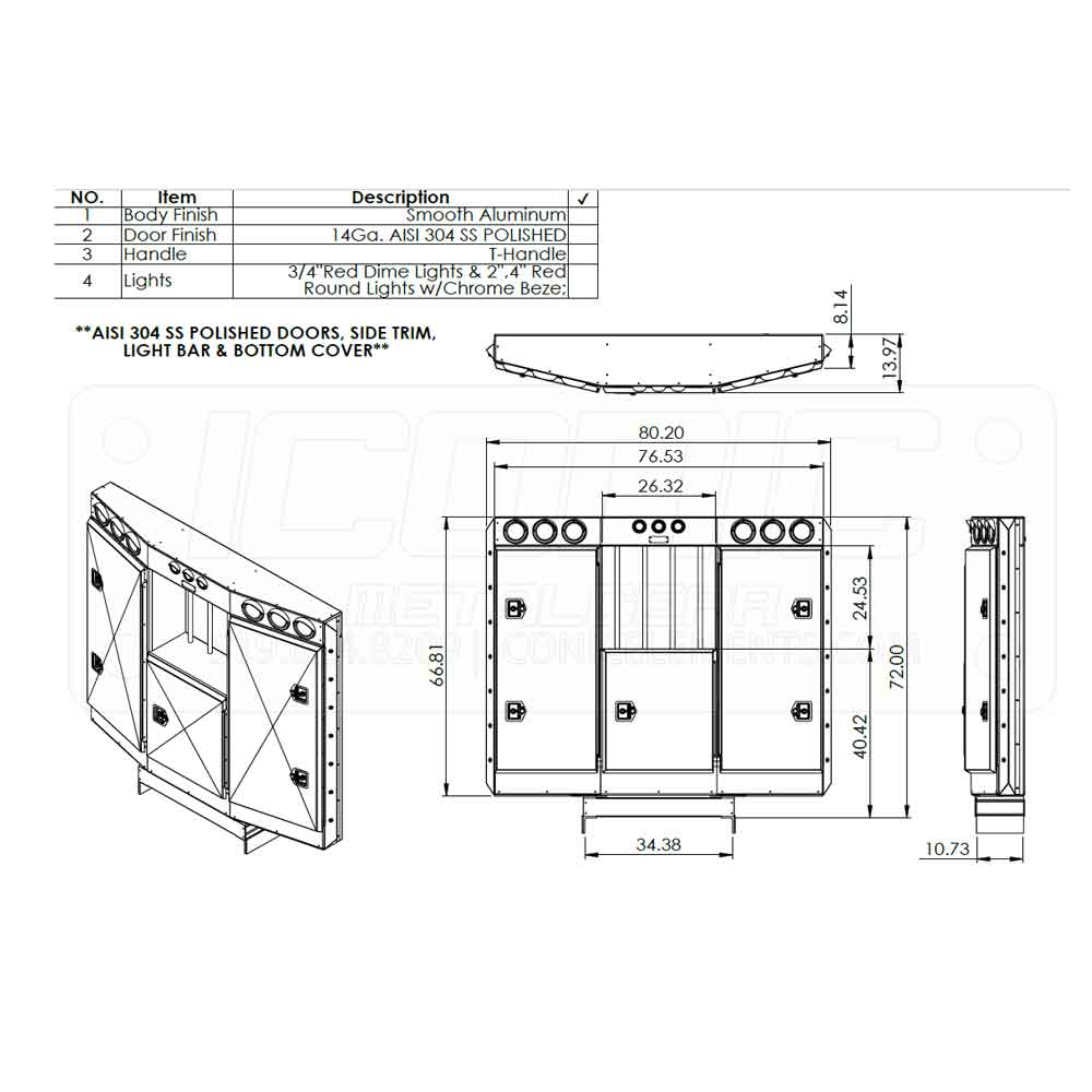 80" Angled Face Stainless Steel Door Enclosed Headache Rack with Window