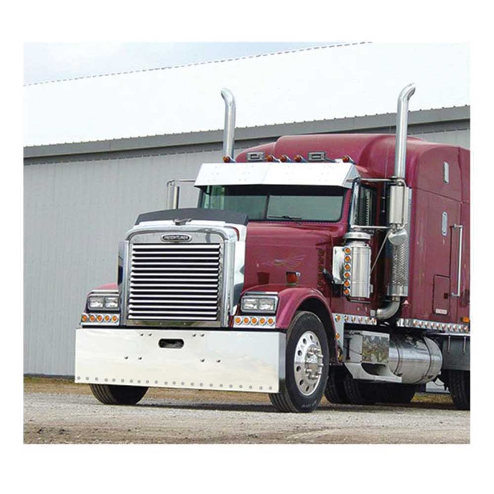 Freightliner Classic 2003 and older 20 Stainless Steel Boxed End Bumper with tow hitch and 22 Light Cutouts