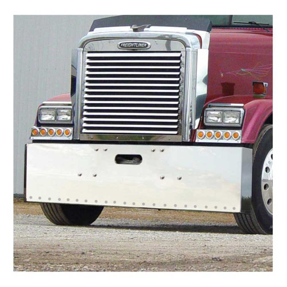 Freightliner Classic 2003 and older 20" Stainless Steel Mitered End Bumper with tow hitch and 22 Light Cutouts