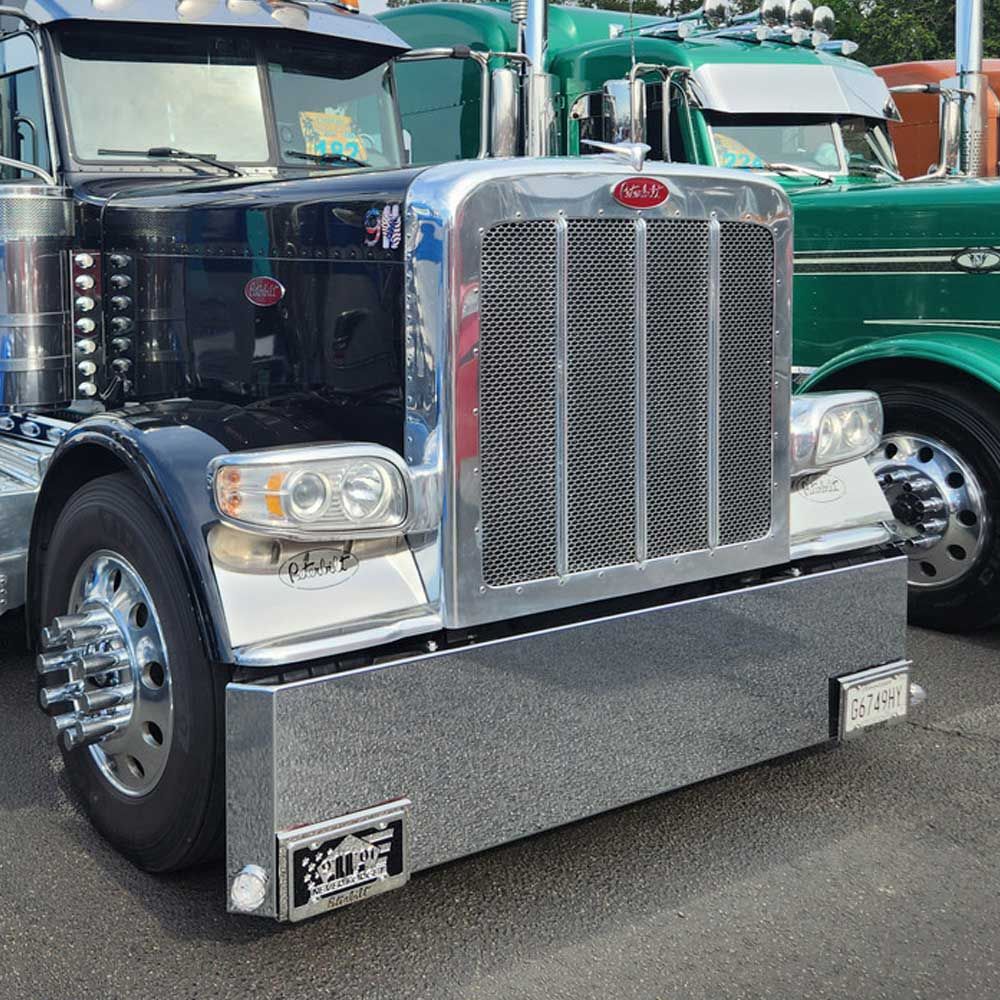 18" Peterbilt 357, 378, 379 Mitered End Chrome Plated with Watermelon Side Cutouts with Blind Mount