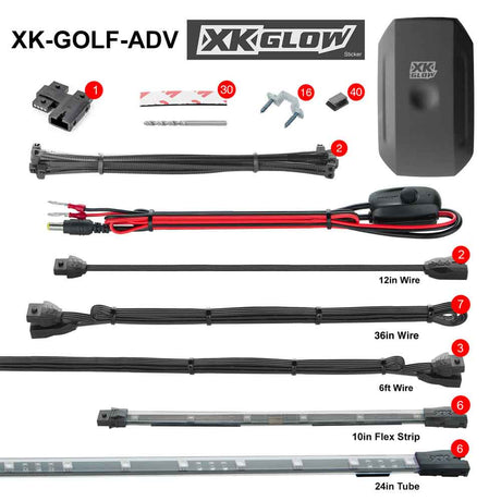 12 Piece golf cart LED light kit, closer view