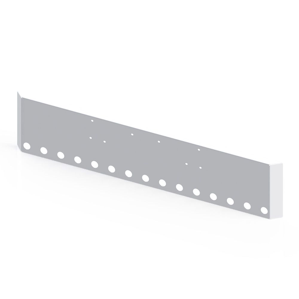 22" Peterbilt 357, 378, 379 Mitered End Chrome Plated Bumper with Fifteen 2" Light Cutouts