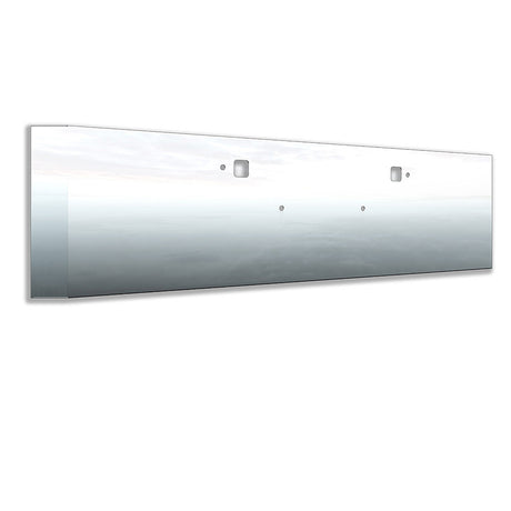 Peterbilt 389, 388, 567 set forward axle 18" stainless steel mitered end bumper with tow hook and 3/4" under glow cutouts, close-up