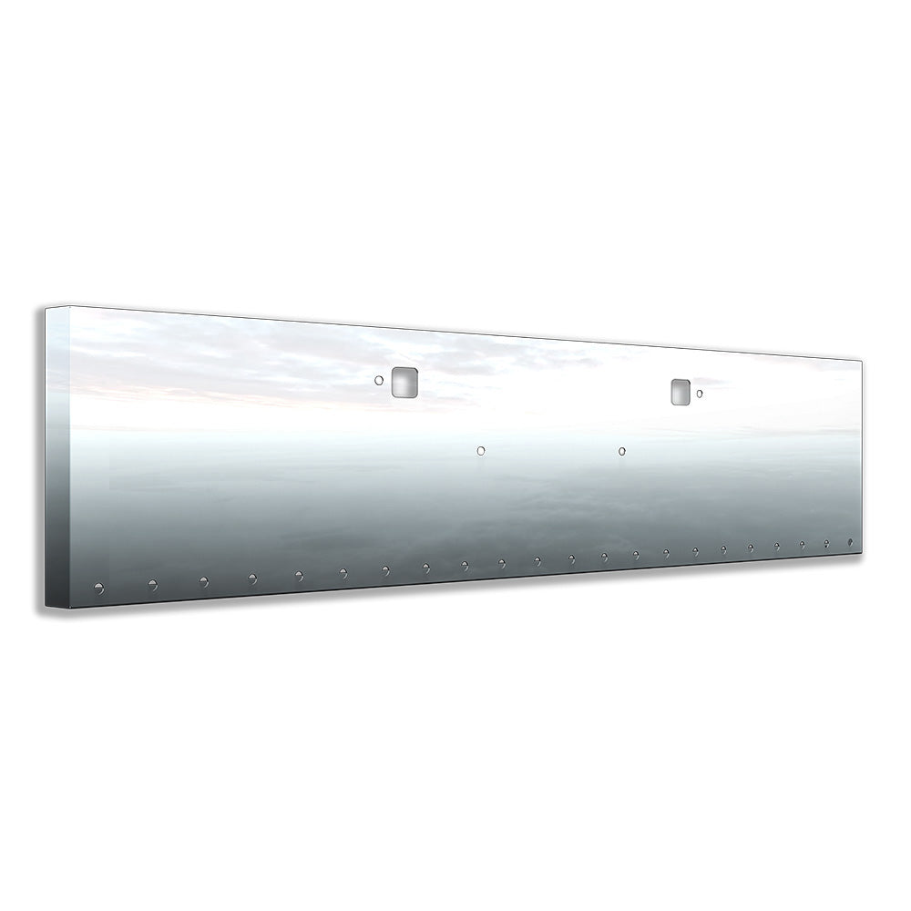 Kenworth W990 Stainless Steel 20" Standard Mount Mitered End Bumper with Twenty-Two 3/4" Light Cutouts and Tow Holes