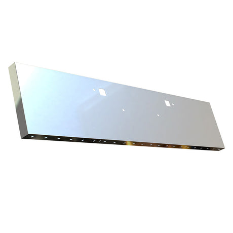Kenworth W990 stainless steel 18" standard mount boxed end bumper with 3/4" under glow light cutouts and tow holes