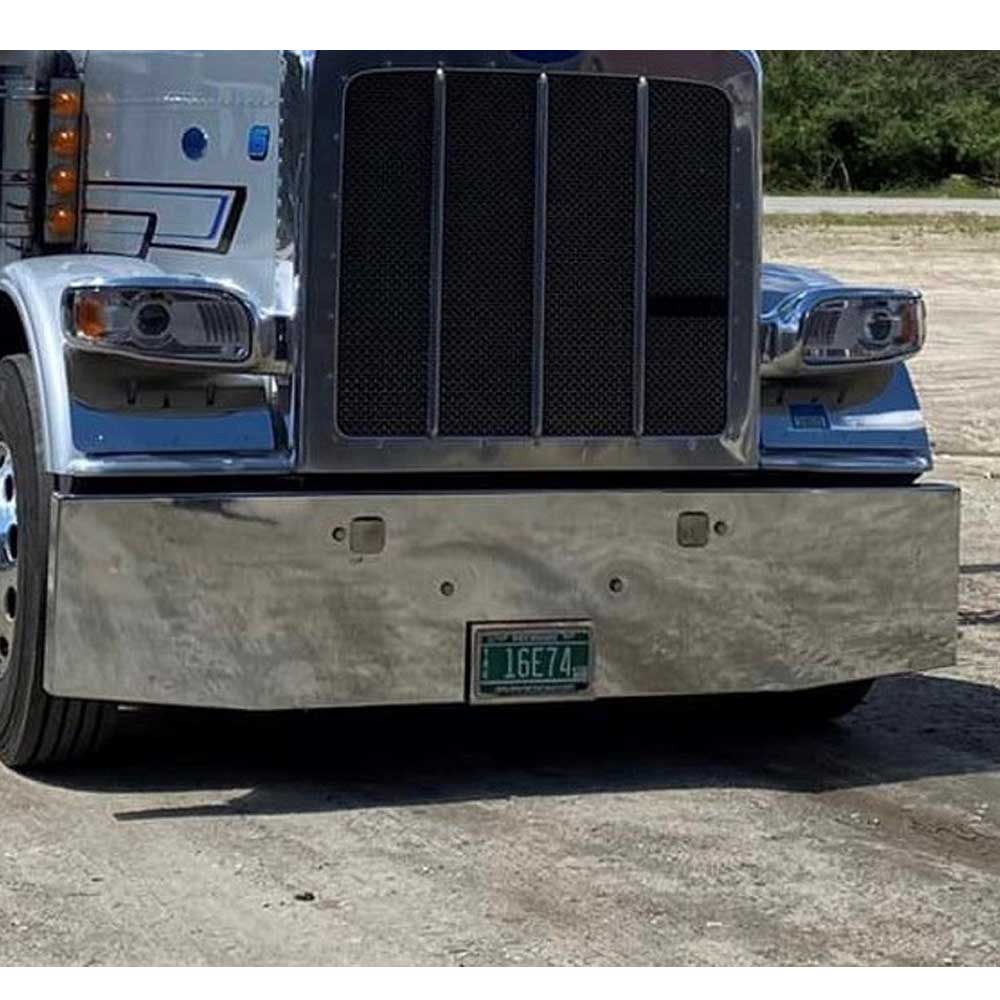 18" Peterbilt 365, 367, 388, 389, 567 Tapered Boxed End Chrome Bumper with Tow Holes