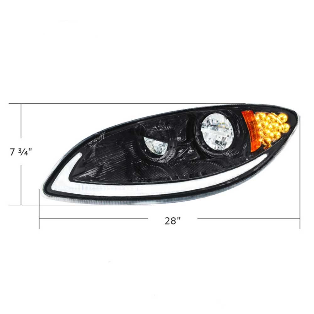 International Prostar 2006-2017 Blackout LED Headlight with LED Light Bar and Turn Signal