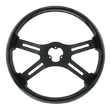 18" Matte Black 4 Spoke Steering Wheel with Horn Bezel and Button