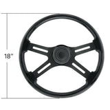 18" Matte Black 4 Spoke Steering Wheel with Horn Bezel and Button