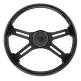 18" Matte Black 4 Spoke Steering Wheel with Horn Bezel and Button