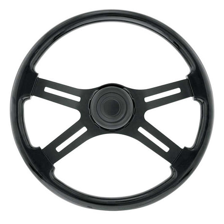 18" Matte black 4 spoke steering wheel with horn bezel and button