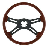 18" Wood 4 Spoke Steering Wheel with Horn Bezel and Button