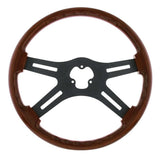 18" Wood 4 Spoke Steering Wheel with Horn Bezel and Button