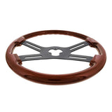 18" Wood 4 Spoke Steering Wheel with Horn Bezel and Button