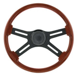 18" Wood 4 Spoke Steering Wheel with Horn Bezel and Button
