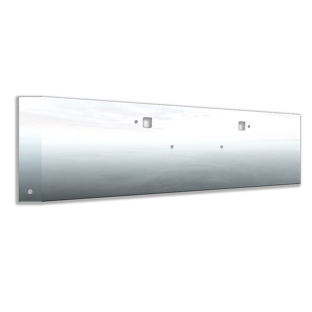 Kenworth W990 Stainless Steel 18" Standard Mount Mitered End Bumper with Watermelon Light Cutouts and Tow Holes