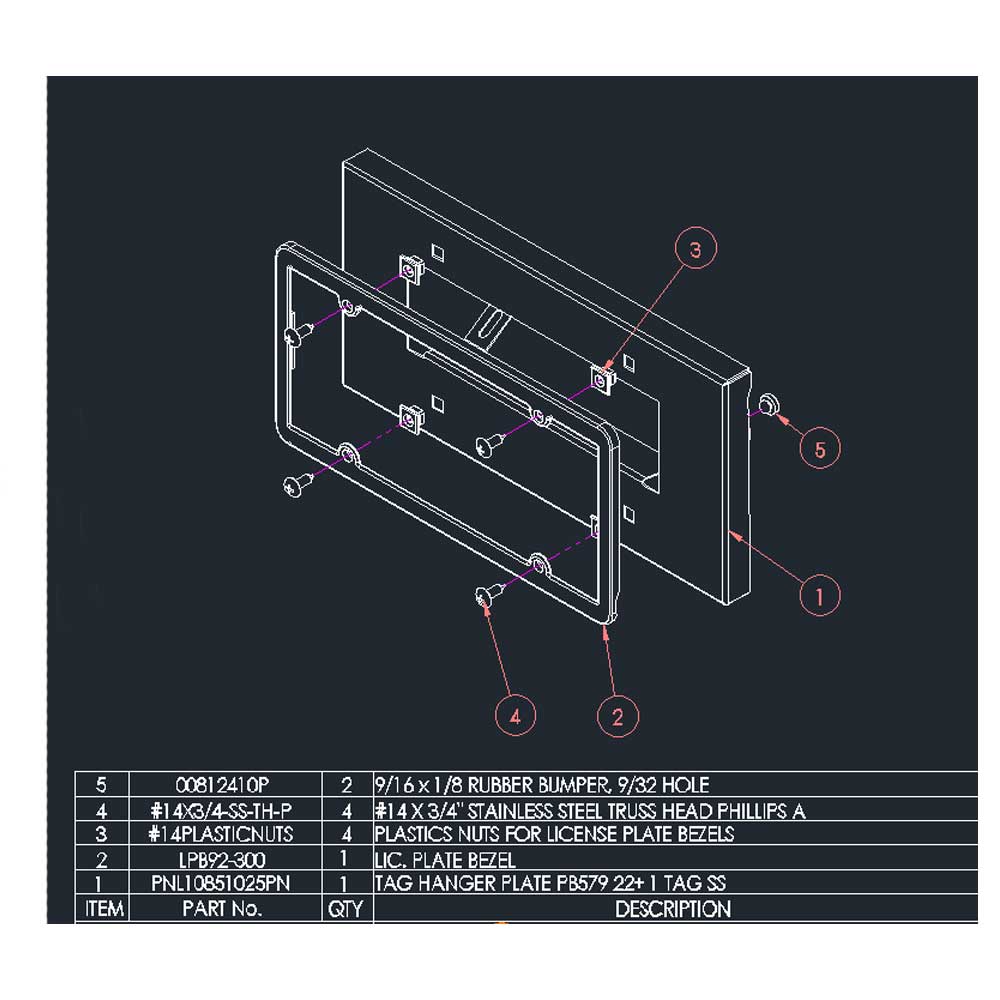Peterbilt 579 Plate Hanger & Bezel for Bumpers with Air Dams
