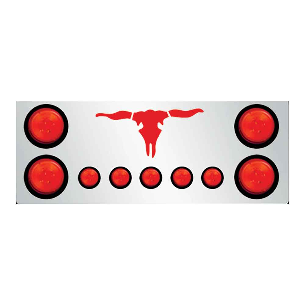 Rear Steer Head Center Panel with Four 4" Red LEDS and Five 2" Red LEDS.