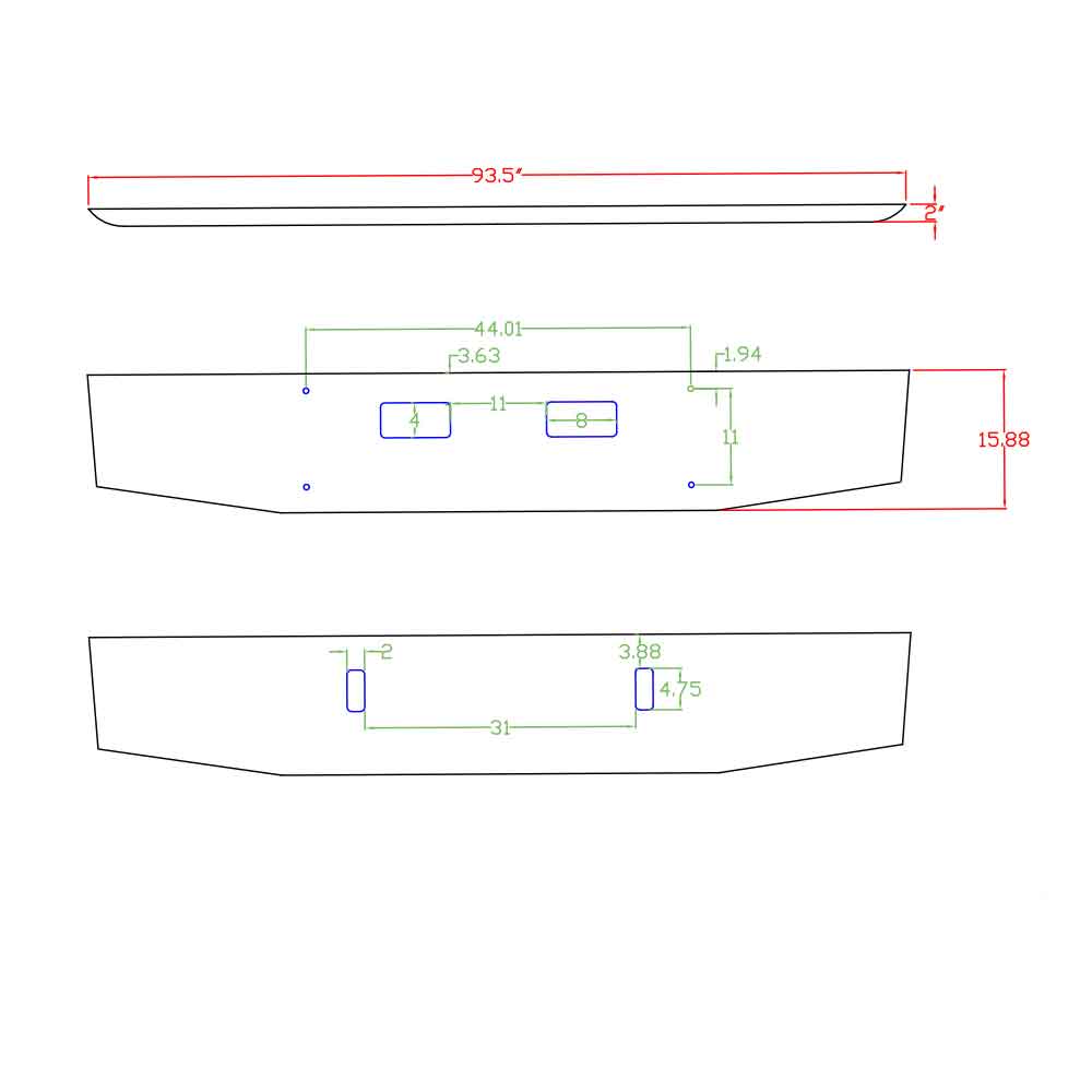 Western Star 4700 SF 16" Tapered Bumper