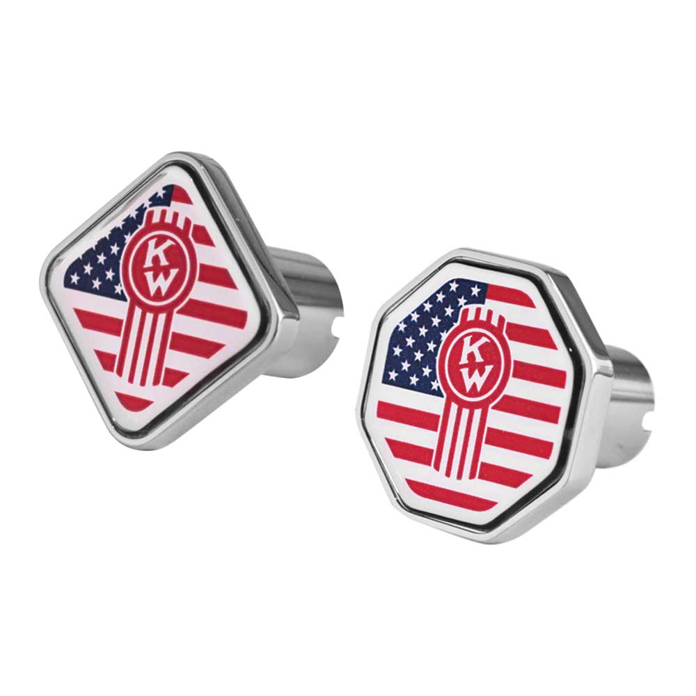 Kenworth Logo with USA Flag Tractor/Trailer Air Valve Knobs