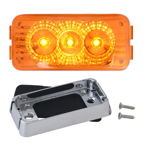 Another angle of 2-1/2" 3 LED spyder light with chrome bracket