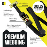 1" x 6' E-Track Retractable Ratchet Straps - 2 Pack