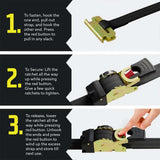 1" x 6' E-Track Retractable Ratchet Straps - 2 Pack