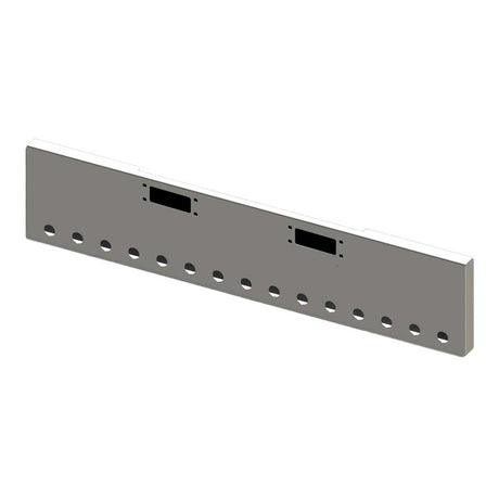 18" Peterbilt 359 chrome boxed end bumper with fifteen 2" light and tow cutouts for semi trucks