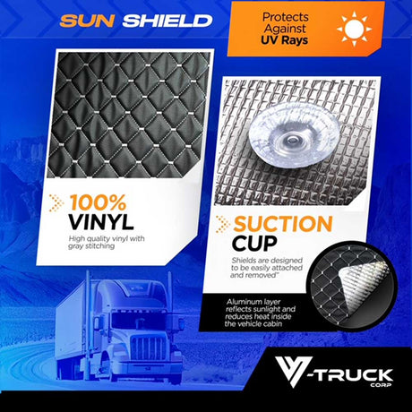 Another angle of International LT sun shields - 3 piece kit