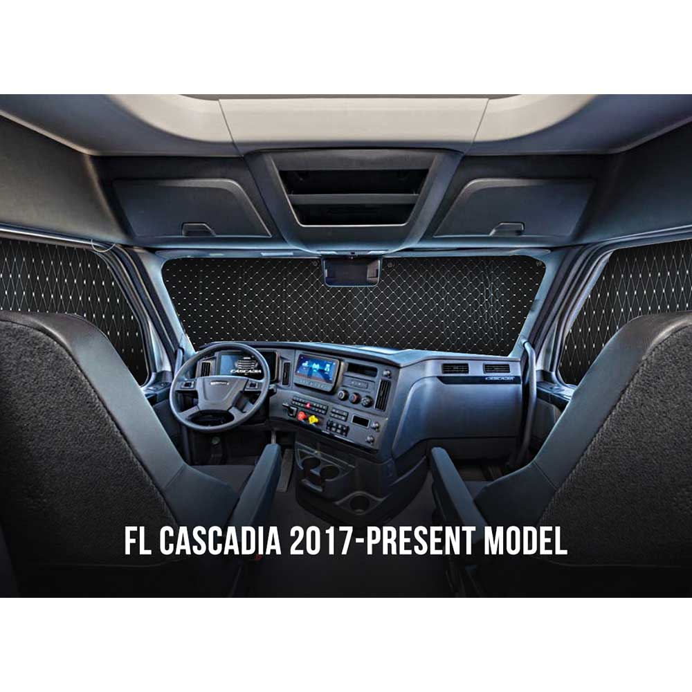 Freightliner Cascadia 2018+ With Large Sensor Sun Shields - 3 Piece Kit