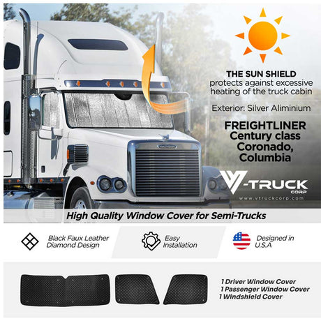Freightliner Century, Columbia, Coronado sun shields - 3 piece kit, close-up