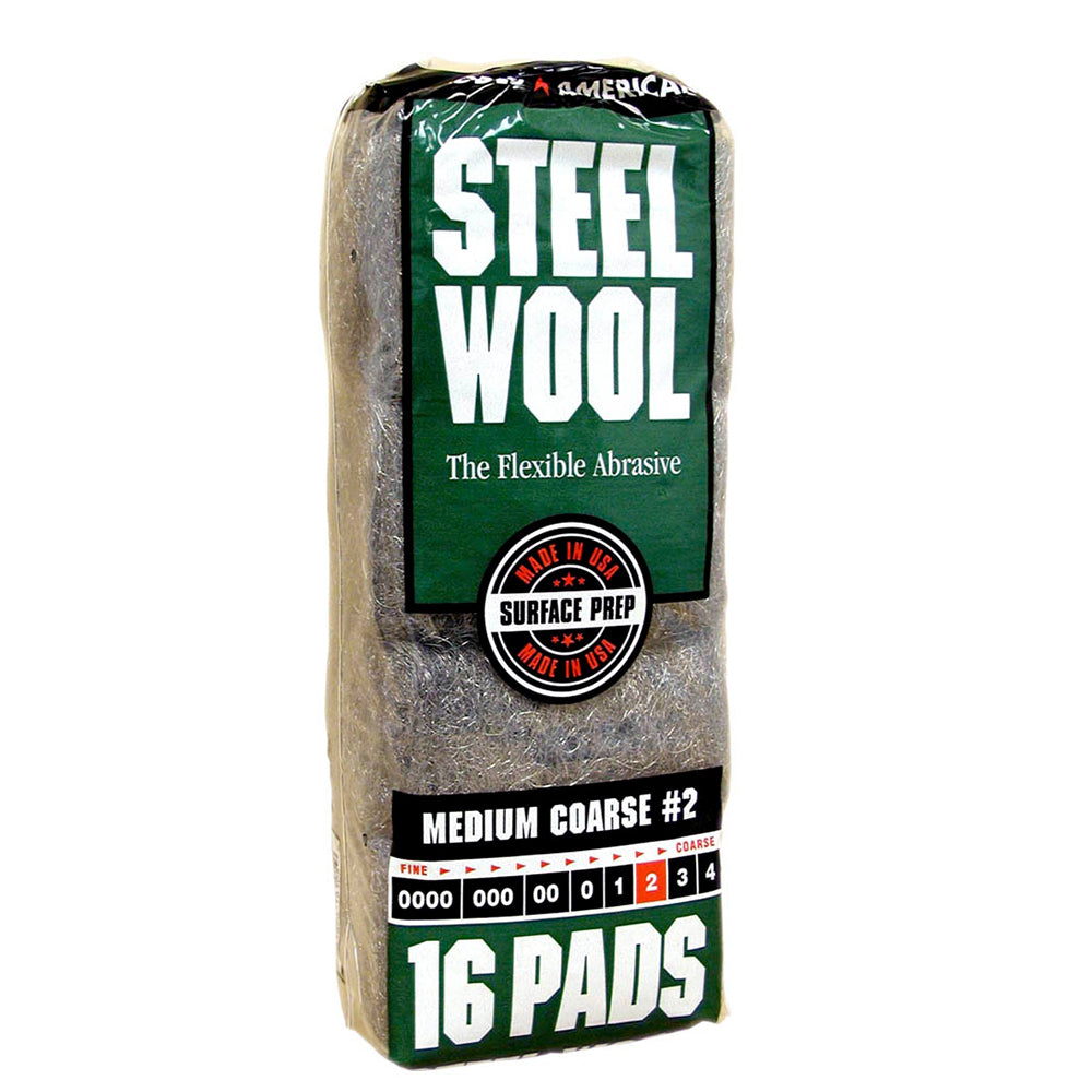 Medium Coarse Steel Wool, Grade #2, 16-Pack