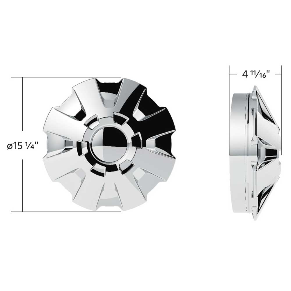 Rubicon Front Axle Chrome Cover Kit with 33mm Thread-On Nut Covers