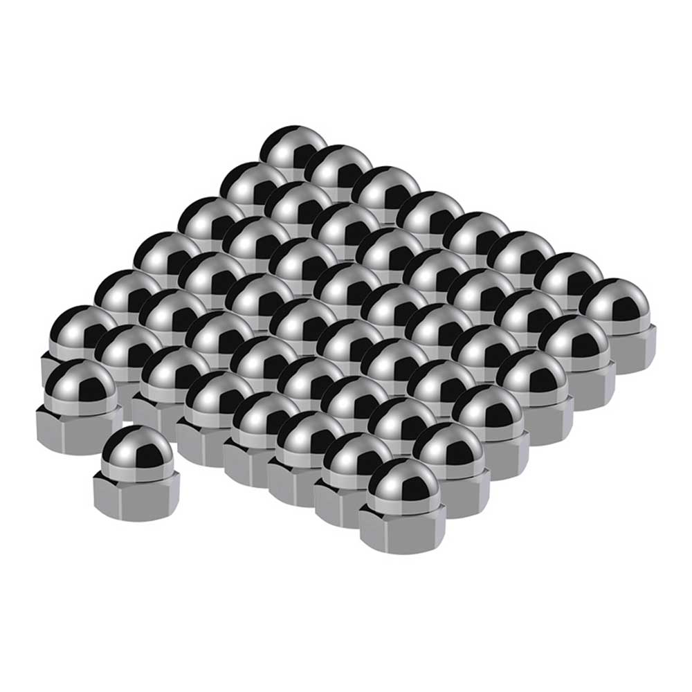 11/16" x 7/8" Chrome Die-Cast Acorn Nut Covers - 50 PK