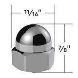 11/16" x 7/8" Chrome Die-Cast Acorn Nut Covers - 50 PK