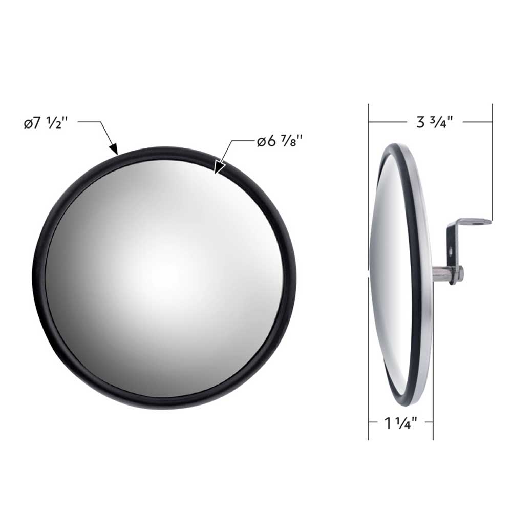 7-1/2" Stainless Steel 320R Convex Mirror with Center Mounting Stud