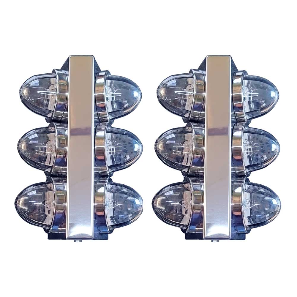 12" Stainless Steel Boxed Filter Panel with Three Watermelon Lights Holes - Pair
