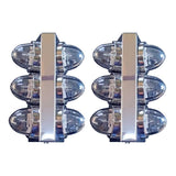12" Stainless Steel Boxed Filter Panel with Three Watermelon Lights Holes - Pair