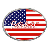 Peterbilt US Flag Oval Billet Aluminum with Resin Belt Buckle