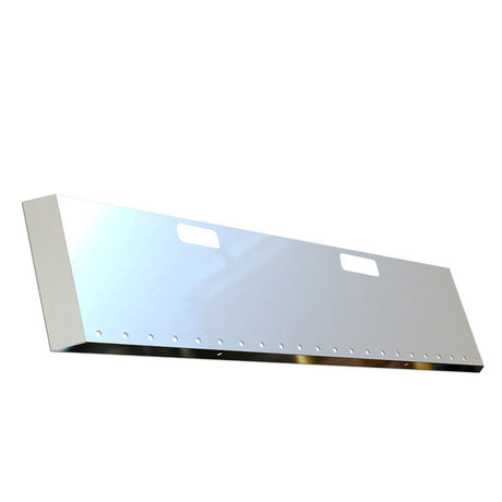 Peterbilt 359 1973-1987 stainless steel 18" blind mount mitered end bumper with tow hook and 3/4" light cutouts