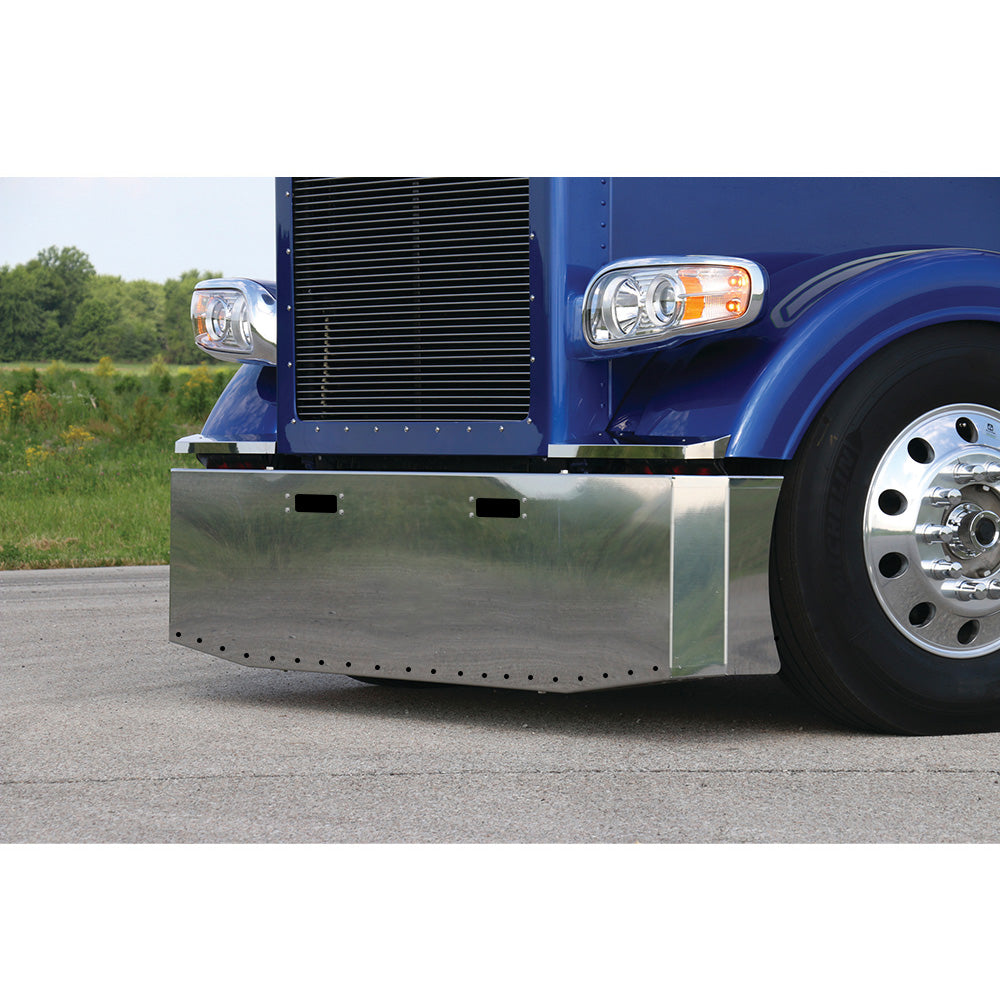 PB 359 Stainless 18" Tapered Mitered Short Radius End Bumper with 3/4" Light Cutouts and Tow Hole