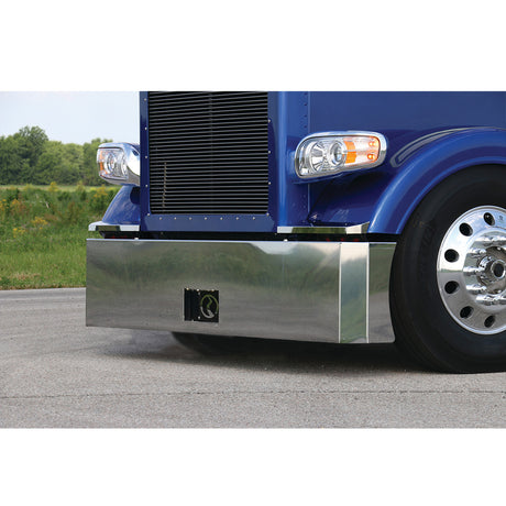 Multi-fit blind mount 20" stainless mitered short radius end bumper with recessed plate