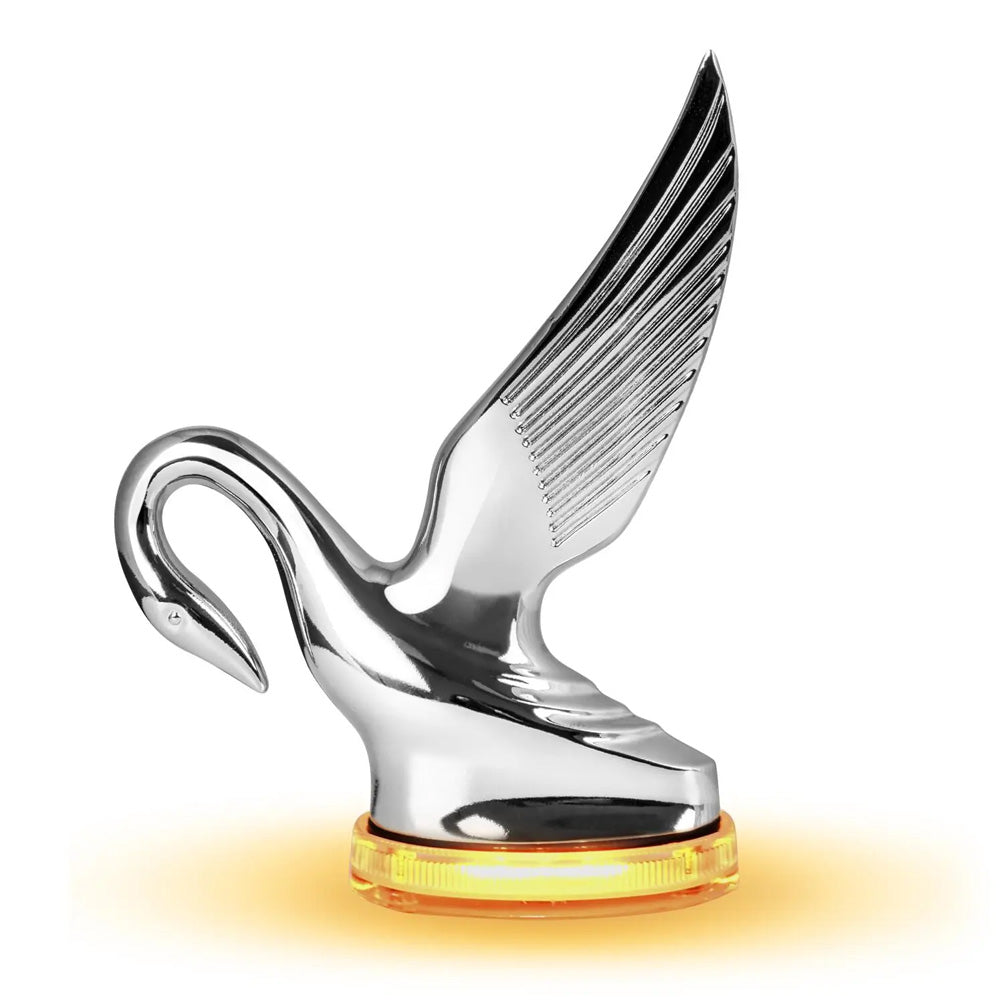 Classic Swan Hood Ornament with LED Glow Base